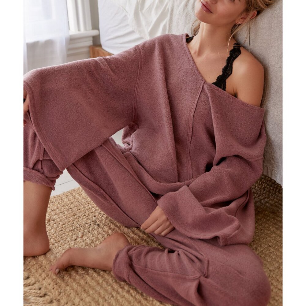 Free People Mauve Cozy Track Joggers - Picture 7 of 9